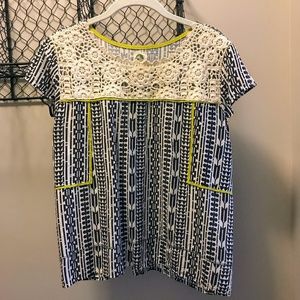 Anthroplogie Tiny Geometric Print with Lace Detail